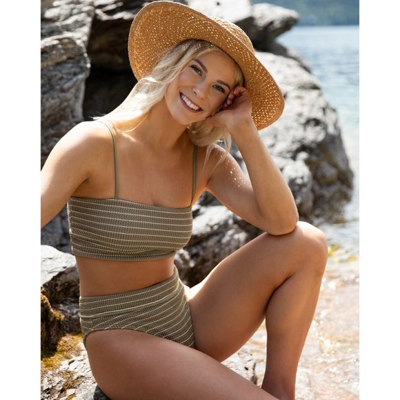 Billabong Other - Billabong Striped Green High Waisted Bikini Set